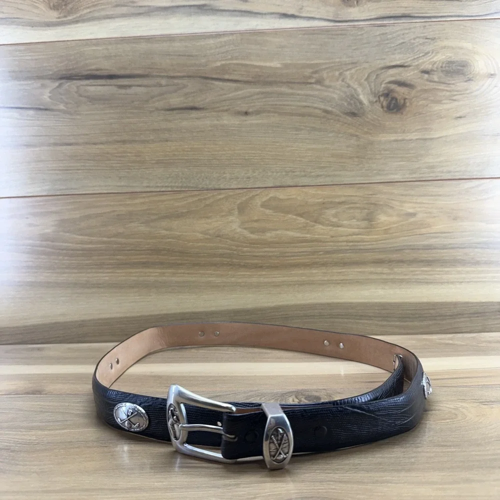 Genuine Italian Calfskin Mens Belt Size 40 Black Lizard Embossed Golf Business